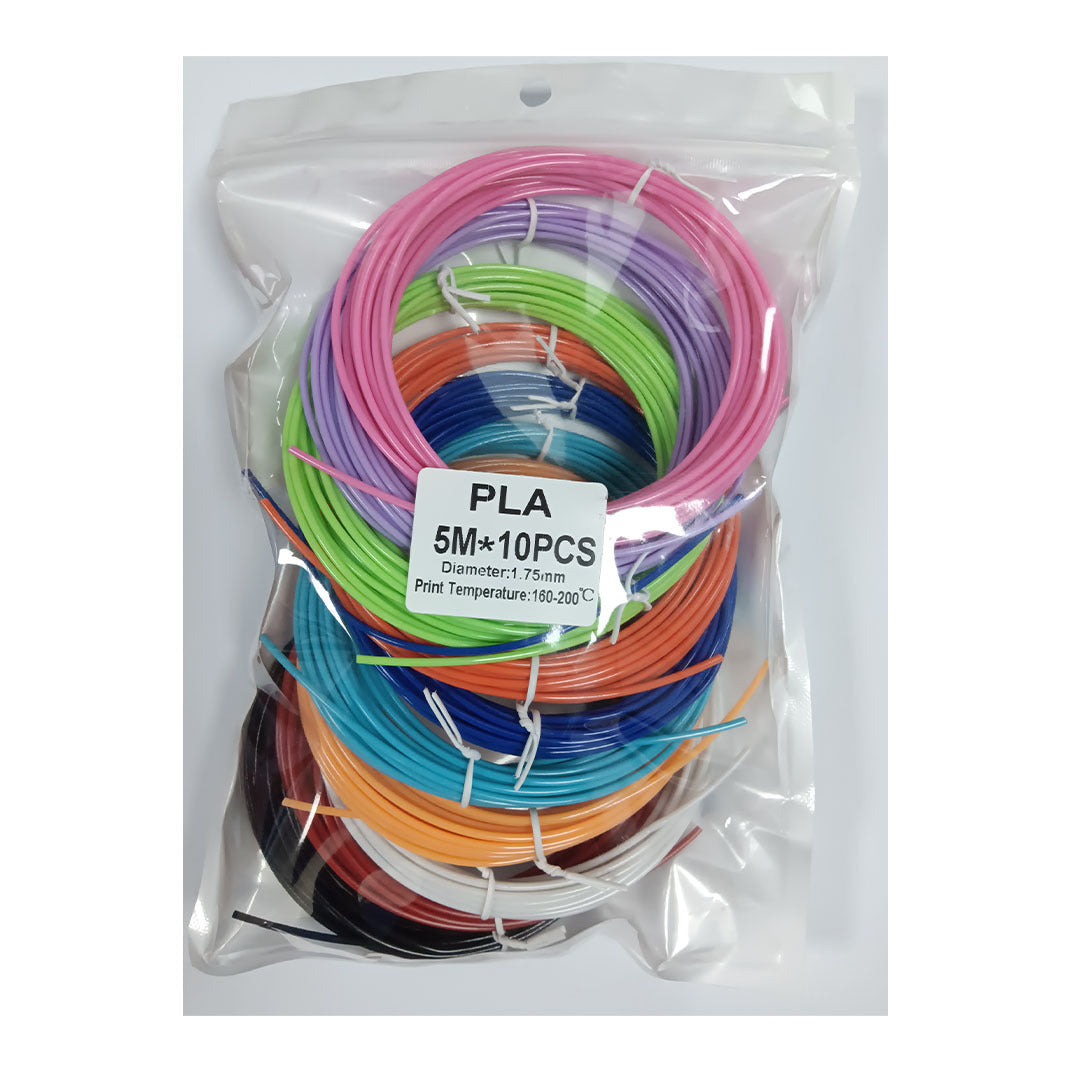 3D pen PLA filament refill pack, 10 colours x 5m