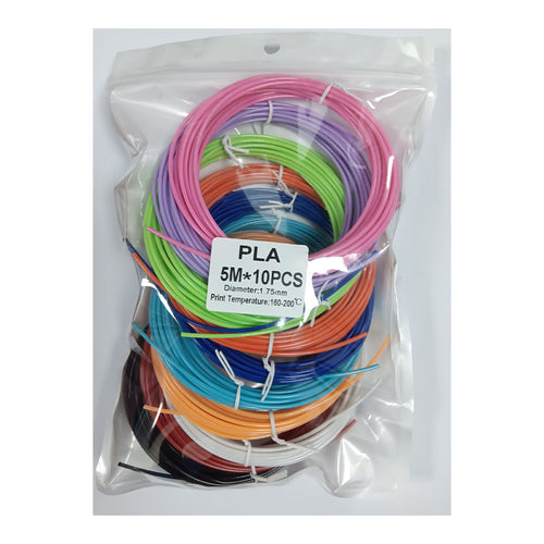 3D pen PLA filament refill pack, 10 colours x 5m