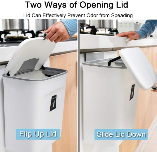 Two ways to open the lid: flip up or slide down