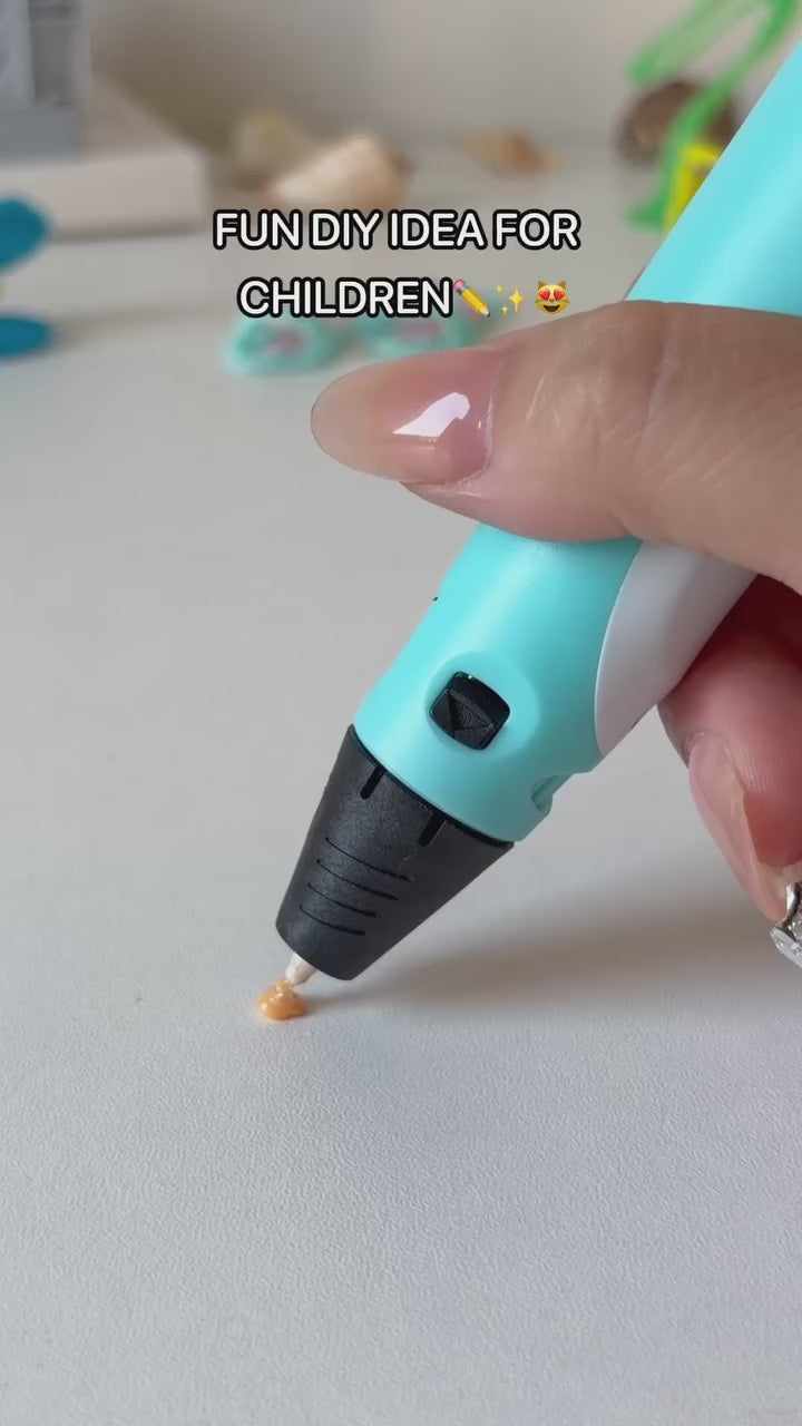 Video: drawing with the 3D pen – a stick figure, a cake and glasses