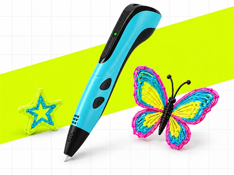 3D Drawing Pen for Kids – USB-C, Base Stand & 3 Colours of Filament